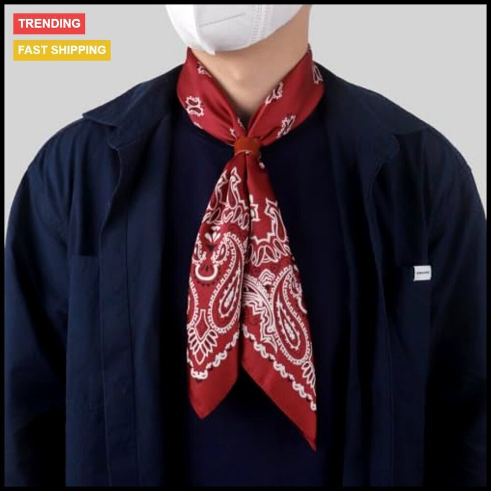 Silk Feeling Square Scarf Classic Paisley Western Bandana Necktie Accessory - Picture 2 of 7